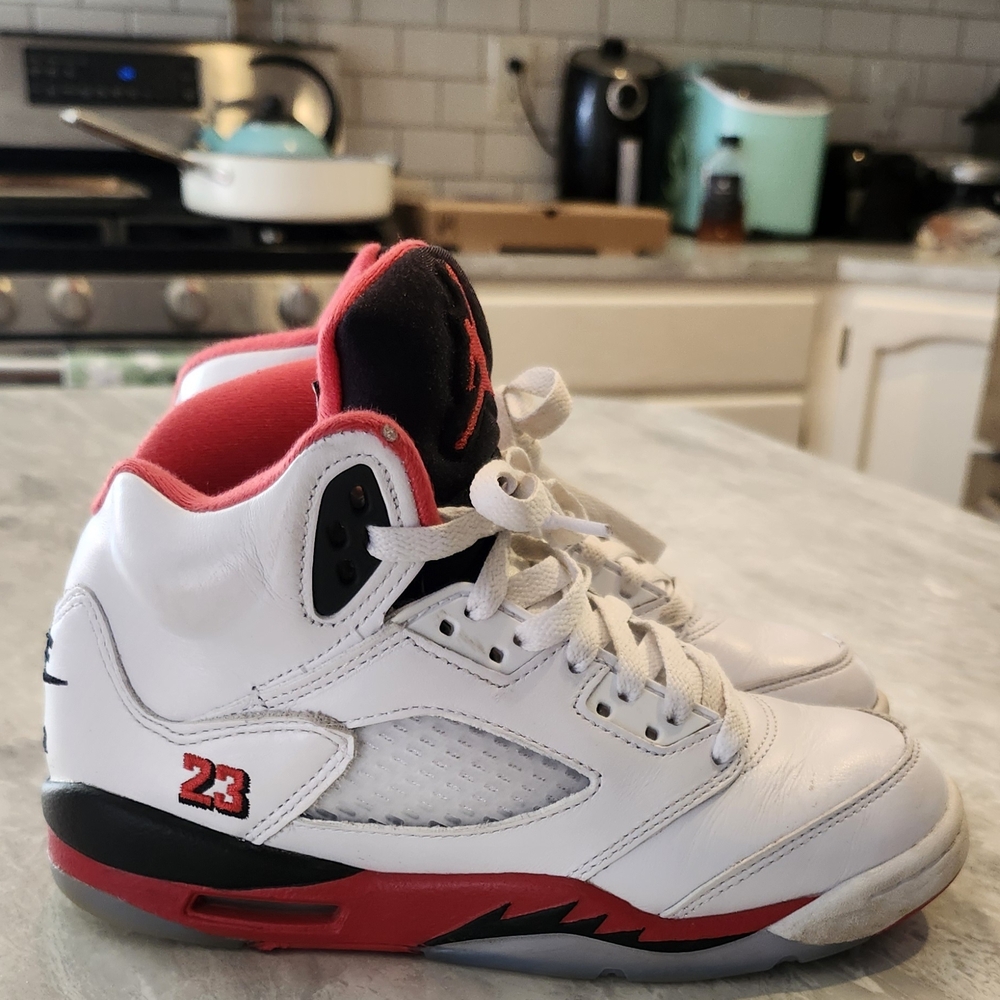 Jordan Kids White and Red Sneakers